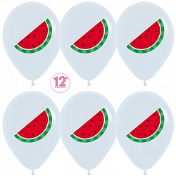 S Шар (12''/30 см) Арбуз Белый Пастель 2цв 2ст 50шт