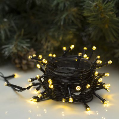 Гирлянда Нить темная нить 50 ламп LED Свечение теплое белое 8 режимов 5 м 1 шт