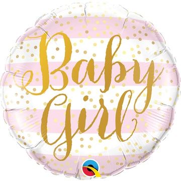 П Круг (18"/45 см) Baby Girl Полосы розовые 1шт в интернет магазине Праздникмастер