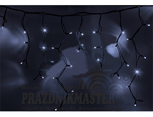 Гирлянда Айсикл (бахрома) светодиодный, 4,0х0,6м, черный провод "КАУЧУК", 220В, диоды белые, NEON-NI