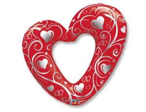 П Фигура (42"/107 см) Сердце Вензель Красный Red 1шт