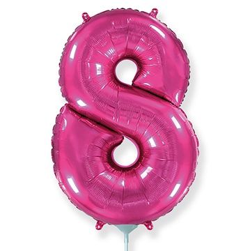 Ф Цифра 8 (16"/40 см) Фуксия Fuchsia 1шт в интернет магазине Праздникмастер