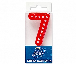 Свеча Цифра 7 Точки Красный/Белый 4,3см 1шт фотография