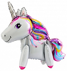 F Ходячая фигура (29''/74 см) Единорог Звездная радуга Белый 1шт