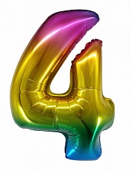 В Цифра 4 (16"/ 41 см) Радужный Градиент 1шт