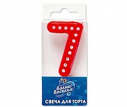 Свеча Цифра 7 Точки Красный/Белый 4,3см 1шт фотография