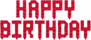 F Мини-Надпись (16''/41 см) Happy Birthday Пиксели Красный 1шт