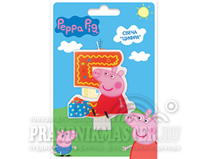 Свеча Цифра 5 Peppa Pig 1шт фотография Свеча Цифра 5 Peppa Pig 1шт фотография