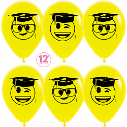 S Шар (12''/30 см) Выпускник Emoji Желтый Пастель 2ст 50шт