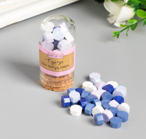 Сургуч в гранулах в баночке Восьмигранник палитра синего 15 гр 6х3х3 см