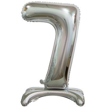 ПМ Цифра 7 (16"/41 см) Серебро Silver на подставке 1шт в интернет магазине Праздникмастер