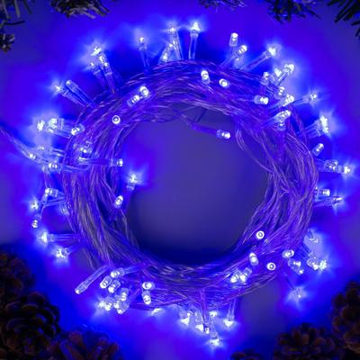 Гирлянда Нить прозрачная нить 100 ламп LED Свечение синее 8 режимов 10 м 1 шт