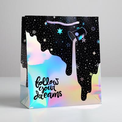 Пакет Follow your dreams голография 23х27х11,5см 1шт