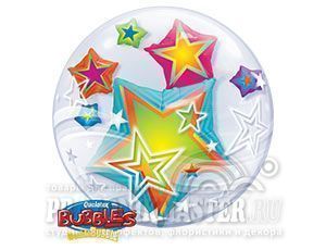 П Bubble Инсайдер (20"/51 см) Звезды разноцветные 1шт