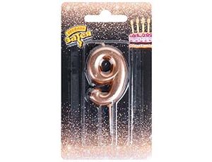 Свеча Цифра 9 Розовое Золото 4,5см 1шт фотография