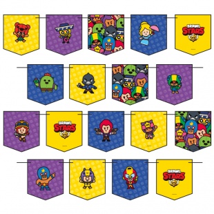 Гирлянда флажки Brawl Stars Ассорти 300см 1шт фотография