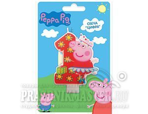 Свеча Цифра 1 Peppa Pig 1шт фотография