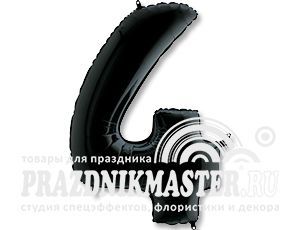 Г Цифра 4 (40"/102 см) Черный Black Пастель 1шт в интернет магазине Праздникмастер