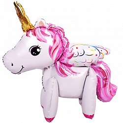 ПМ Ходячая фигура (30''/76 см) Единорог с крыльями Розовый 1шт