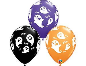 Q Шар (11"/28 см)  Привидения веселые Ассорти Пастель 5ст 25шт