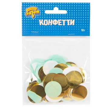 Конфетти фольга и тишью Круг Мятный/Золото 10гр 1уп