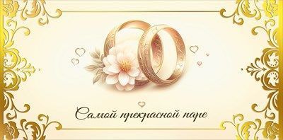 Конверт для денег Самой прекрасной паре 16,8х8,4см 1шт фотография
