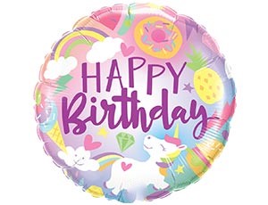 П Круг (18"/45 см) С ДР HB Единорог Радуга 1шт