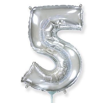 Ф Цифра 5 (16"/40 см) Серебро Silver 1шт в интернет магазине Праздникмастер