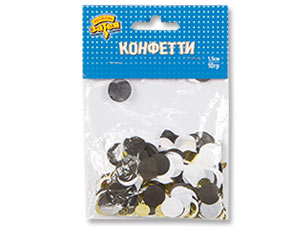 Конфетти Круг тишью фольг Золот/Чер 10гр 1уп фотография