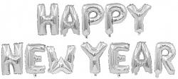 F Мини-Надпись (16''/41 см) Happy New Year Серебро 1шт
