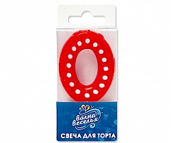 Свеча Цифра 0 Точки Красный/Белый 4,3см 1шт фотография
