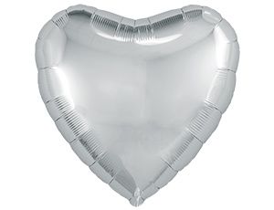 Р Сердце (19"/48 см) Серебро Silver Металлик 1шт
