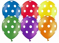 ВВ Шар (12''/30 см) Точки №1 Ассорти Пастель 5ст 25шт