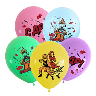 Шар (12''/30 см) С ДР Аниме ниндзя Ассорти Пастель 3цв 1ст 100шт