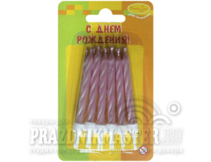 Свечи Перламутр Розовый с держателями 6см 12шт 1уп фотография