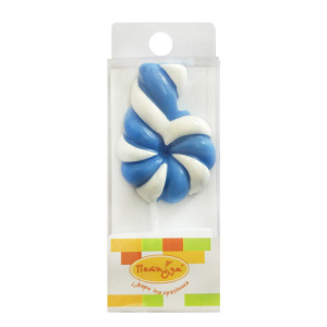 Свеча Цифра 6 Леденец Голубой 4,8см 1шт фотография