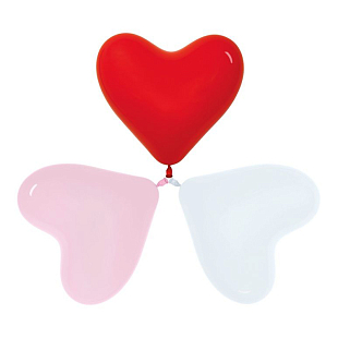 S Сердце (12''/30 см) Ассорти Белый/Розовый/Красный Пастель 50шт