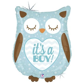 Б Фигура (26"/66 см) Сова голубая Блеск IT’S A BOY 1шт в интернет магазине Праздникмастер