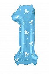 Р Цифра 1(40"/102 см) Slim Лошадки Голубой 1шт
