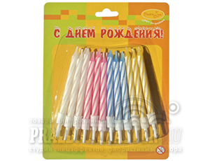 Свечи Ассорти с держателями 6см 24шт 1 уп фотография