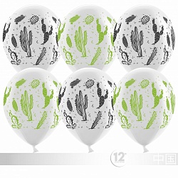 ДБ Шар (12''/30 см) Кактус Белый Пастель 4ст 100шт