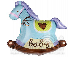 F Фигура (36''/91 см) Лошадка-качалка Голубой 1шт