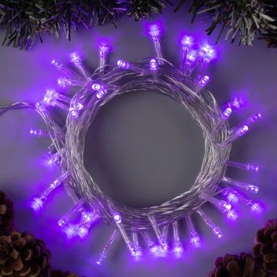 Гирлянда Нить прозрачная нить 50 ламп LED Свечение фиолетовое 8 режимов 5 м 1 шт