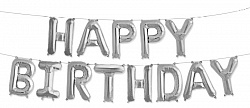 F Мини-Надпись (16''/41 см) Happy Birthday Серебро 1шт