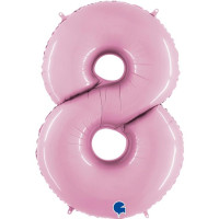 Г Цифра 8 (40"/102 см) Розовый Pink Пастель 1шт в интернет магазине Праздникмастер