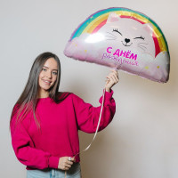 С Фигура (24"/60 см) СДР Кот и Радуга 1шт в интернет магазине Праздникмастер