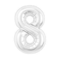 Р Цифра 8 (40''/102 см) Slim Белый блеск 1шт в интернет магазине Праздникмастер