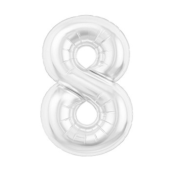 Р Цифра 8 (40''/102 см) Slim Белый блеск 1шт