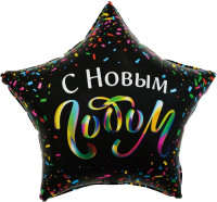 F Звезда (22''/56 см) С НГ Разноцветное конфетти Черный 1шт в интернет магазине Праздникмастер