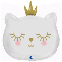 Г Фигура (26''/66 см) Голова Котенок Принцесса Белая 1шт в интернет магазине Праздникмастер